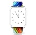 Band Compatible for Watch 42mm/44mm Series 1/2/3/4 / Topgraph Replacement Leather Strap Compatible for Watch 42mm/44mm Colorful Swirling Rainbow Lines Curves
