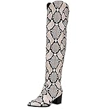 DENER❤️ Women Ladies Tall Boots with Heels,Winter Snakeskin Waterproof Over The Knee Wide Calf Boots Booties Shoes