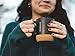 CorkMug: Matte Black Ceramic Mug (12 Ounce) with Built-in Cork Coaster and Splash-free Lid and Handle for Cup of Coffee and Tea, Personalize with Chalk
