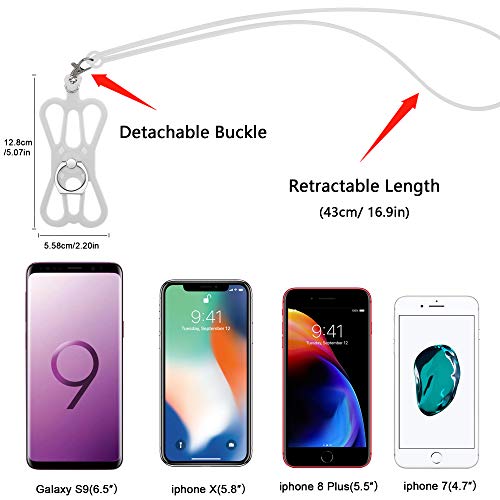 Takyu Cell Phone Lanyard,2 Pack Mobile Tether with Detachable Neckstrap Universal for Smartphone Phone 8,7 6S Phone 6S Plus,Samsung Galaxy Google Pixel 4.7-6.5 Inch (Black Gray)