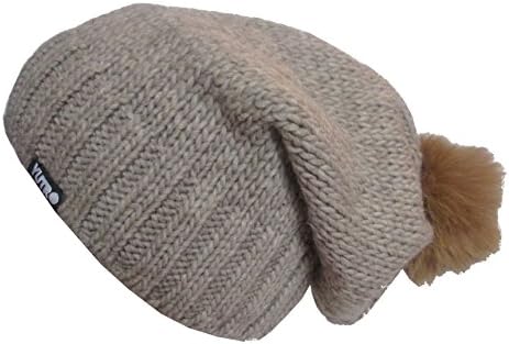 YUTRO Fashion Women's Wool Slouchy Fleece Lined Winter Beanie Hat with Rabbit Pom BROWN