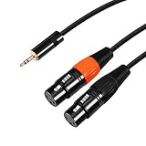 Devinal 1/8 inch TRS to Dual XLR Female Y-Adapter Cable, 3.5mm Mini Jack Stereo Male to 2 XLR Female Interconnect Breakout Y Patch Cable Cord 10 Feet (3 Meters)