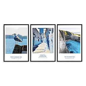 3 Piece Framed Canvas Home Artwork Decoration Nordic Summer Day Canvas Wall Art for Living Room, Bedroom - 16"x24"x3 Panels