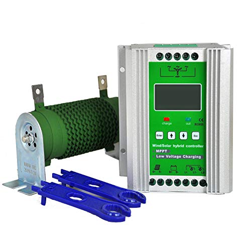 PIKASOLA 1000W MPPT Off Grid Adjust LCD Hybrid Wind Solar Controller 12V/24V Battery Charge Boost Float Controller for max 600w Wind Turbine Generator 400w Solar Panel System Controller - Thumbnail 7