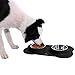 Pet Bowls Puppy Food Bowls Stainless Steel Dog Cat Bowls with No Spill Non-Skid Silicone Mat 24oz Feeder Bowls for Small Dogs Cats Pet-Black