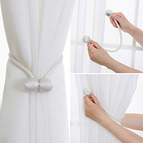 Umikk 6 Pack Magnetic Curtain Tiebacks Drape Tie Backs, Decorative Hooks Holdback Holders for Window Décor (Silver Grey)
