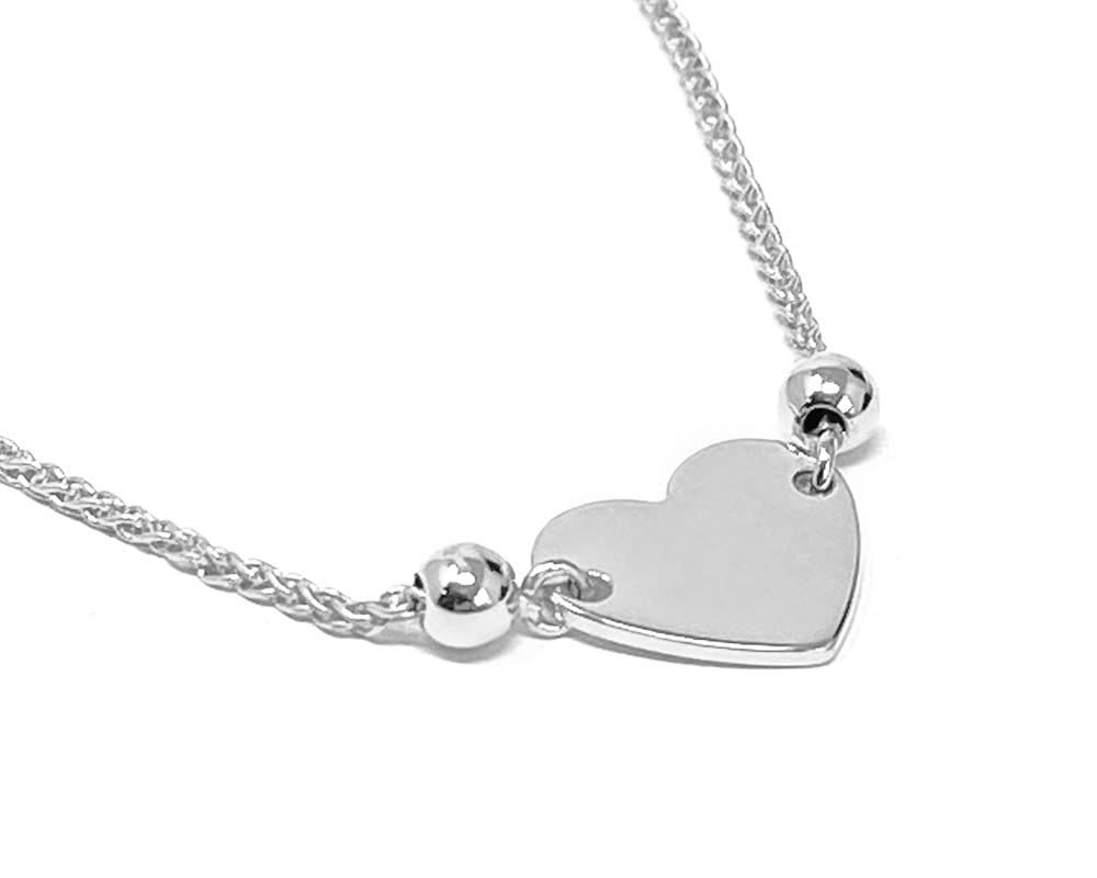 Strictly Gifts Womens and Girls Adjustable Slider Heart Bracelet (Silver)