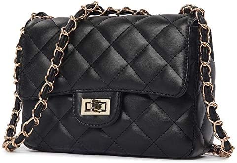 black quilted purse with chain strap