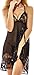 ADOREJOY Womens Babydoll Lingerie Set Plus Size Sleepwear(5XL,Black)