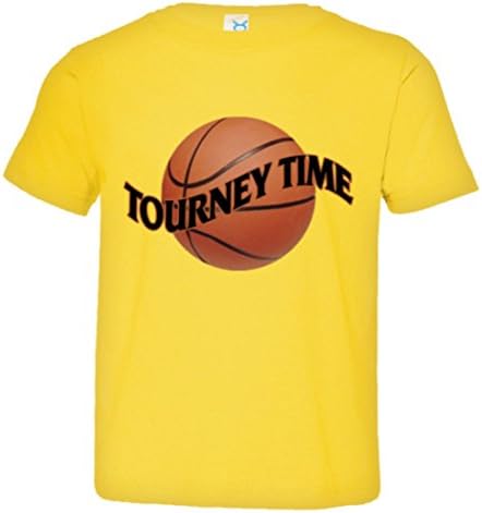 Toddler Tourney Time March Madness Shirt - Soft-Style High Quality Tee Yellow (5/6)