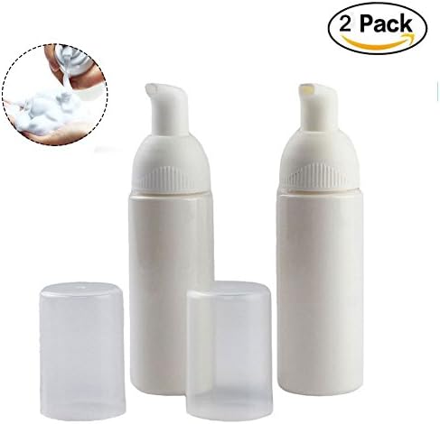 50 ml Foaming Plastic Pump Bottle Soap Foam Dispenser-Refillable Portable Empty Foaming Hand Soap Suds Dispenser Bottle with Travel Mini Size Foam Type£¨2 Pack,White£