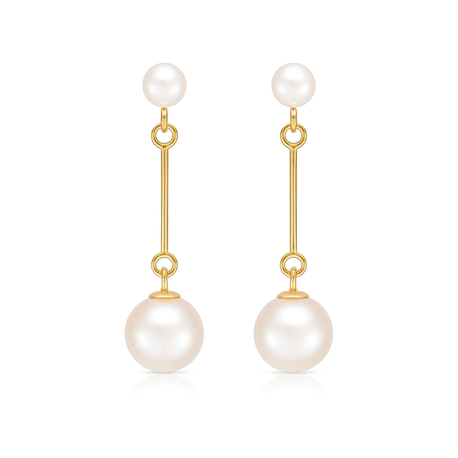 CARISSIMA Women's 9 ct Yellow Gold Pearl and Bar Drop Earrings