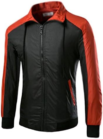 Sweetly Mens Pockets Stitching Bandage Comf Light Jacket Coat Black M