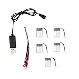 Evik 5X 3.7V 150mAh 20C Battery and USB Cable Set For JJRC H20 RC Quadcopter (batteries)