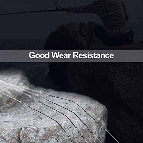 DECARETA 72 Pcs Stahlvorfächer, Edelstahl Vorfächer Stahl Angeln Vorfach Hecht mit Karabinerhaken und Edelstahlwirbel Schwarz Angelvorfächer für Raubfische, Hidden-Hauptschnur, 15/20/25 cm – Bild 6