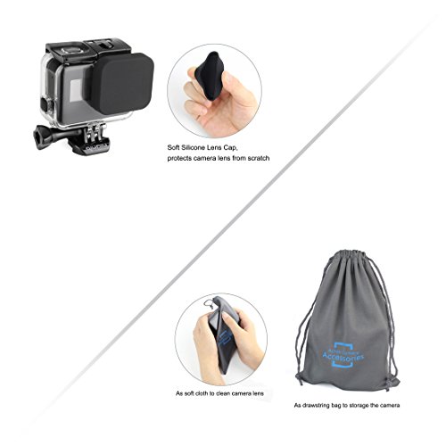 Standard Protective Waterproof Dive Housing Case for GoPro Hero 5/6 Black Action Camera and GoPro Hero 7 Black Cameras - Up to 45 Meters - Protective Lens Removal NOT Needed - Transparent Clear - Thumbnail 4