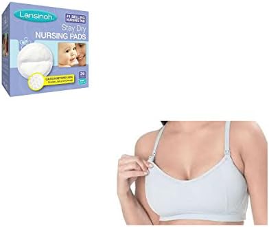 Baby Nursing Bra Bundle Includes Nursing Bra For Breastfeeding (L) And Disposable Nursing Bra Pads (36ct Medium)
