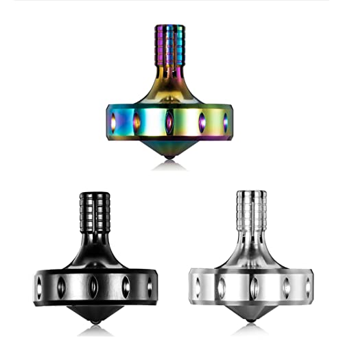 Precision Metal Spinning Top, Perfectly Balanced, Spin Smooth, Long Rotation Time, Easily Over 10 Minutes, Portable EDC Toy (3PCS S, Black+Silver+Iridescent) โ image 1