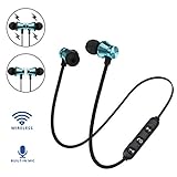 Dirance BT 4.2 Wireless Magnetic in-Ear Sports Stereo Bass Earbuds Earphone Headphone with Mic for Cellphone Tablet Laptop (Blue)