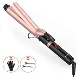 Curling Iron 1.25 Inch, SUNLUNA Hair Curling Wand with Tourmaline Ceramic Coating, LCD Display with Heat Resistant Glove, Dial Heat Control Curling Wand (230°F to 430°F for All Types of Hair)