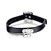 Flongo Punk Rock Silver O Ring Black Leather Vintage Necklace Neckband Buckle Choker Fetish, Leather Gothic Emo O-Ring Choker Collar Necklace Adjustable Buckle, Goth O-Ring Choker Collar