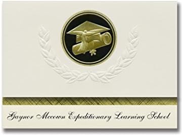 Signature Announcements Gaynor Mccown Expeditionary Learning School Graduation Announcements, Presidential Elite Pack 25 with Gold&Black Cap&Diploma Seal