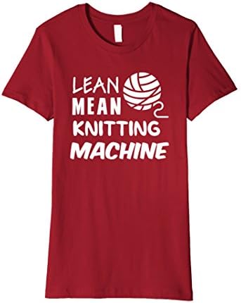 Womens Lean mean knitting machine t-shirt Small Cranberry
