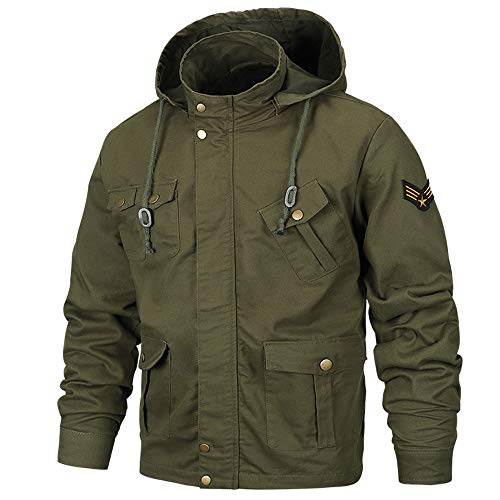 GOVOW Men's Casual Jackets Lightweight - Autumn Winter Coats Casual Military Equipment (US:12/CN:XXL,Army Green) - Thumbnail 6