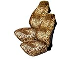 Set of 2 Universal-fit Animal Print Front Bucket Seat Cover - Leopard