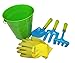 G & F Products JustForKids Garden Tool Set - Green Metal Pail with Real Mini Shovel, Rake & Cultivator, Wooden Handles, Perfect for Outdoor Play, Gardening Fun, and Educational Activities for Kids