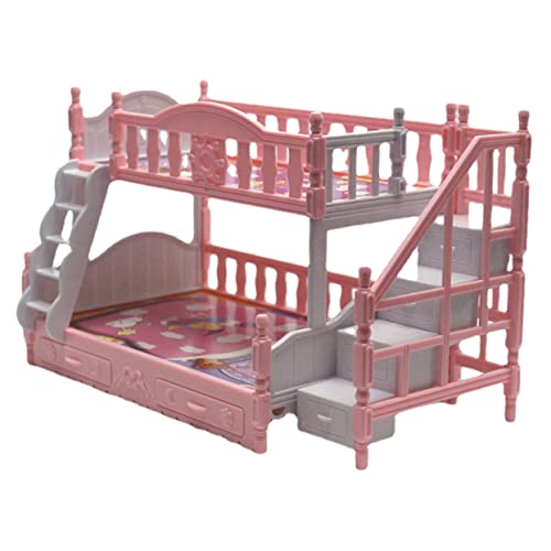 GRIRIW Artificial Bed Miniatures Bunk Bed for Girls Dollhouse