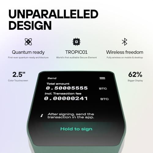 Trezor Safe 7 - Crypto Hardware Wallet with Bluetooth, Color Touch Screen, Transparent Secure Element, Quantum Ready (Charcoal Black)