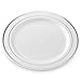 BloominGoods​ ​5​0 Silver Rimmed Plastic Plates ​| Disposable White Heavy Duty​ Plates | 25 Dinner​, ​25 Dessert/Appetizer Plates​ ​| Premium Combo Disposable Dinnerware Set