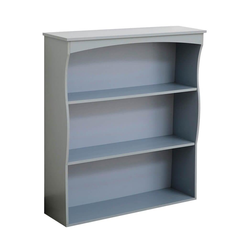 Home Source Wall Mounted Shelving Unit, Floating 3 Shelves Storage Wall Cabinet, Kid’s Bedroom Kitchen Unit, Grey