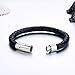 OCEANA&SP Mens Bracelet with Black Leather Stainless Steel Magnetic Clasp 8.5 inch for Mens Womens …