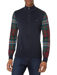 Tommy Hilfiger Men's 1/4 Zip Pull-Over Sweater, Sky