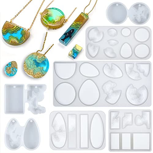 Diorama Epoxy Resin Molds River Bay Terrarium Necklace Pendant Jewelry Making Supplies 7 Trays Set
