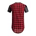 OLRIK Mens Hipster Hip Hop Leather PU Sleeve Side Zipper Paid T Thirt Red L