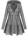 Qearal Women Lightweight Zip Hoodies Sweater Ruffle Long Sleeve Loose Coat Plus Size (XXL, Dark Gray)