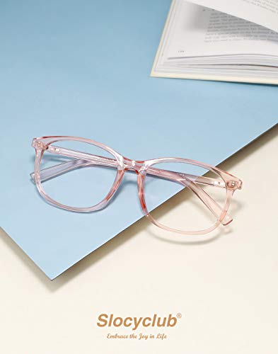 Slocyclub Unisex Blue Light Blocking Glasses Oversized Non-prescription Glasses Round Clear Lens Eyeglasses