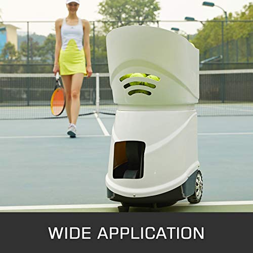 Happibuy Portable Tennis Ball Machine-APP Control Count-5 Out Modes-29 Out Lines-Custom 1-20 Point-Adjust 20-140 km per h-40 Pounds-Lasting 6-8 Hours-150-Ball Capacity (TS-03)