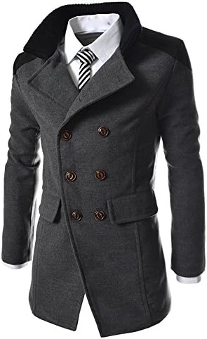 TIMEMEAN Mens Jacket Warm Winter Trench Long Outwear Button Smart Overcoat Coats