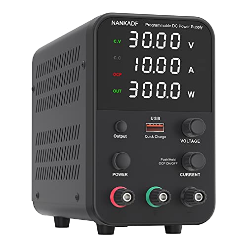 Labornetzteil (0-30V,0-10A),DC Regelbar Netzgerät mit 4-stelliger LED-Anzeige (Gebereinstellknopf/Ausgangsschalter)