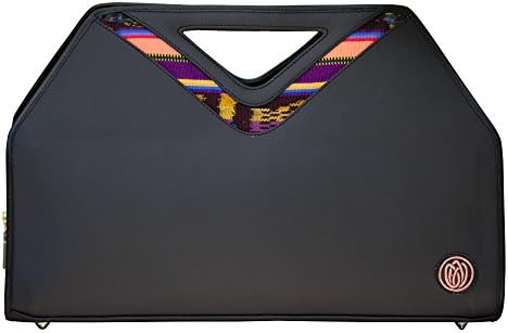 BASE Leather and Cotton Top Handle Handbag (Black)