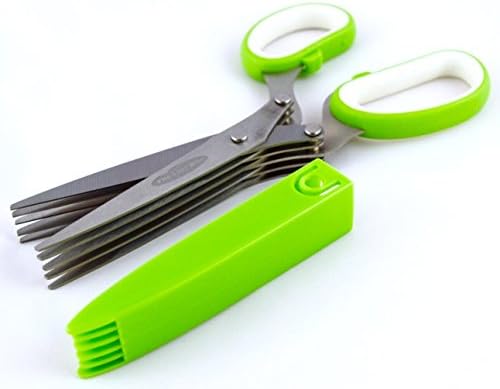 The Last Bite Herb Scissors - Stainless Steel 5 Blade Multipurpose Kitchen Shears with Easy Cleaning Comb and Protective Cover