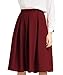 Yige Women's High Waisted A line Skirt Skater Pleated Full Midi Skirt Wind Red US8