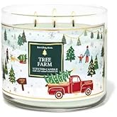 Bath & Body Works, White Barn 3-Wick Candle w/Essential Oils - 14.5 oz - 2021 Christmas & Winter Scents! (Tree Farm )
