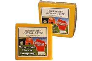 Wisconsin Cheese Company - Horseradish Cheddar Cheese Block Snacks, 7oz. (Pack of 2) Perfect Cheese Snack, Cheese Gift, Cheese and Cracker, Charcuterie Board Cheese.