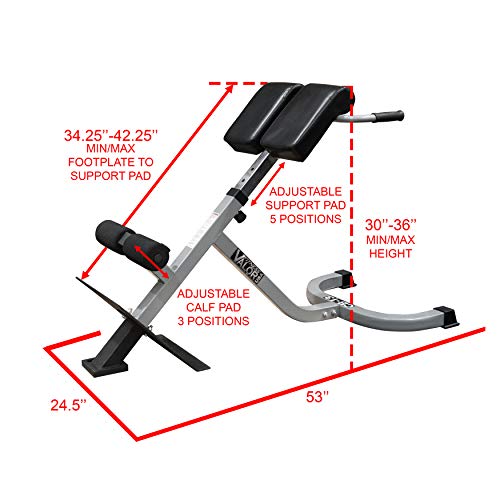 Valor Fitness CB-13 Adjustable Roman Chair/Back Extension Bench Hyperextension Machine Lower Back Exercise Equipment for Back Workout and Ab Bench