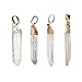 ALEXCRAFT 4 PCS Raw Clear Quartz Crystal Pendant Natural Gem Healing Point Reiki Charm Bulk for Jewelry Making (with Gold Bail)